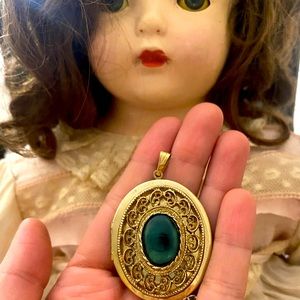 Gothic Blueish Green Antique Victorian Locket